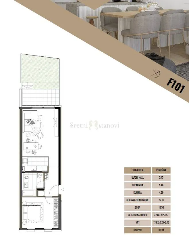 novogradnja - stanovi remetinec 58,54m2 sa vrtom (f101) - slika 6