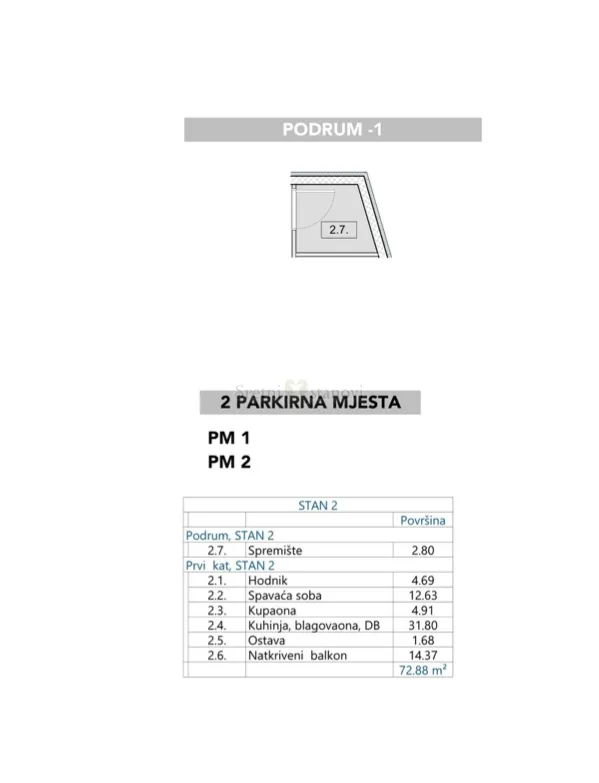 stan krk, 1s+db, pogled i blizina mora, parking i spremište u cijeni - slika 2