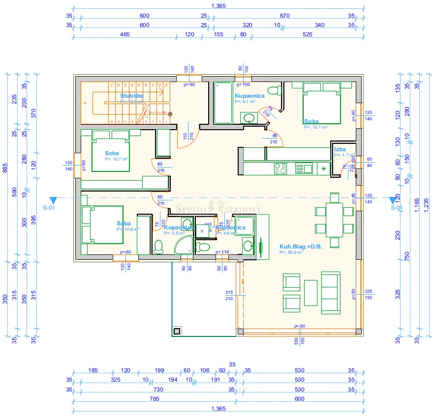 rešetari , stan 3s+db , penthouse , garaža - slika 6