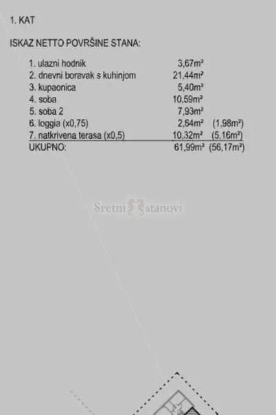 novalja, 62 m2, 2s+db, s parkingom i pogledom - slika 3