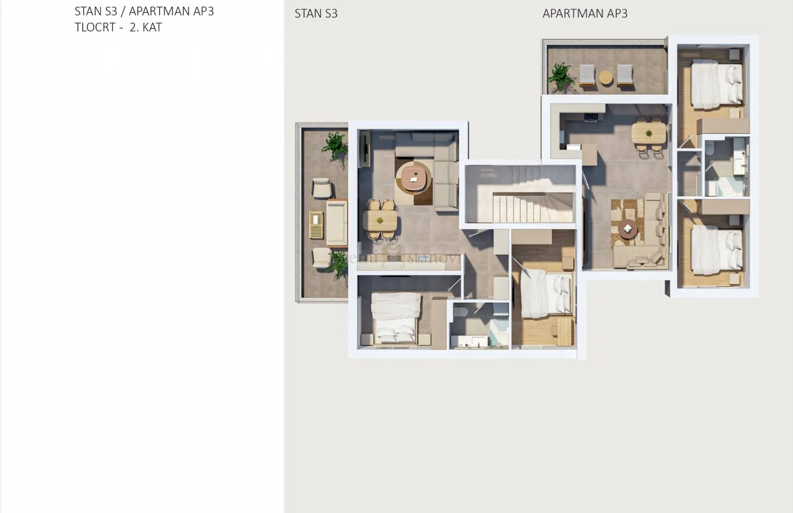 penthouse apartman stan novalja, 2s+db, pogled na more, parking, spremište, otok pag - slika 4