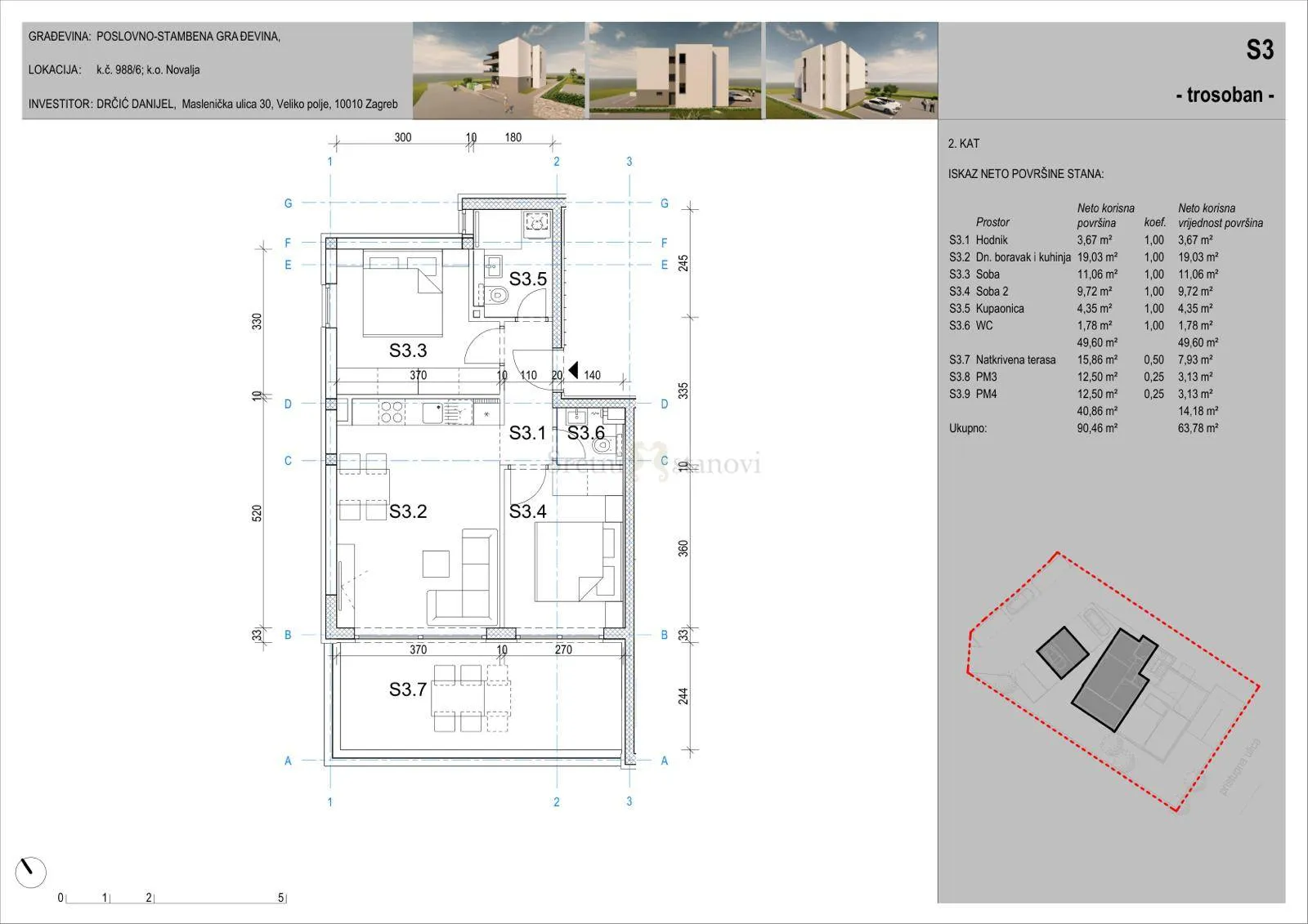 novalja, 2s+db, penthouse, blizina centra - slika 10