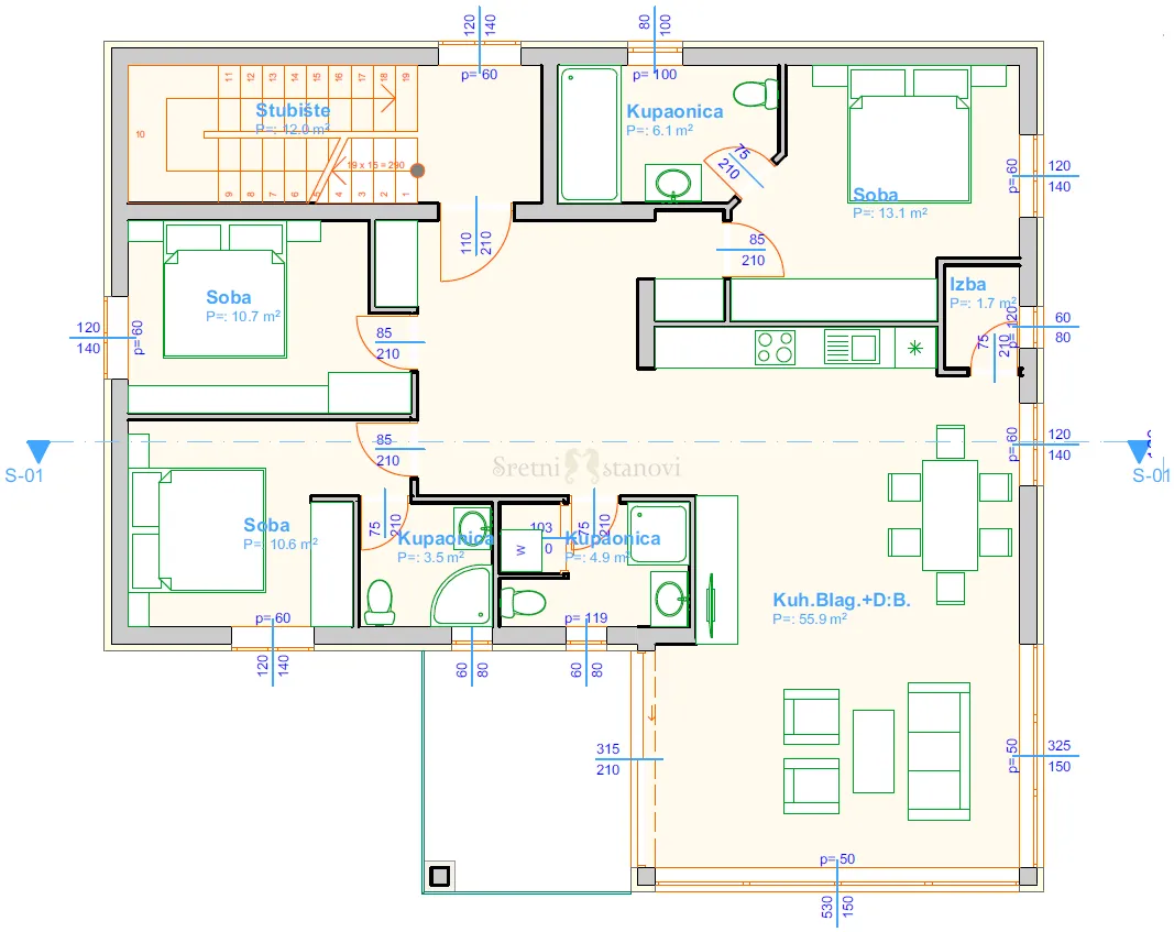 rešetari , stan 3s+db , penthouse , garaža - slika 7