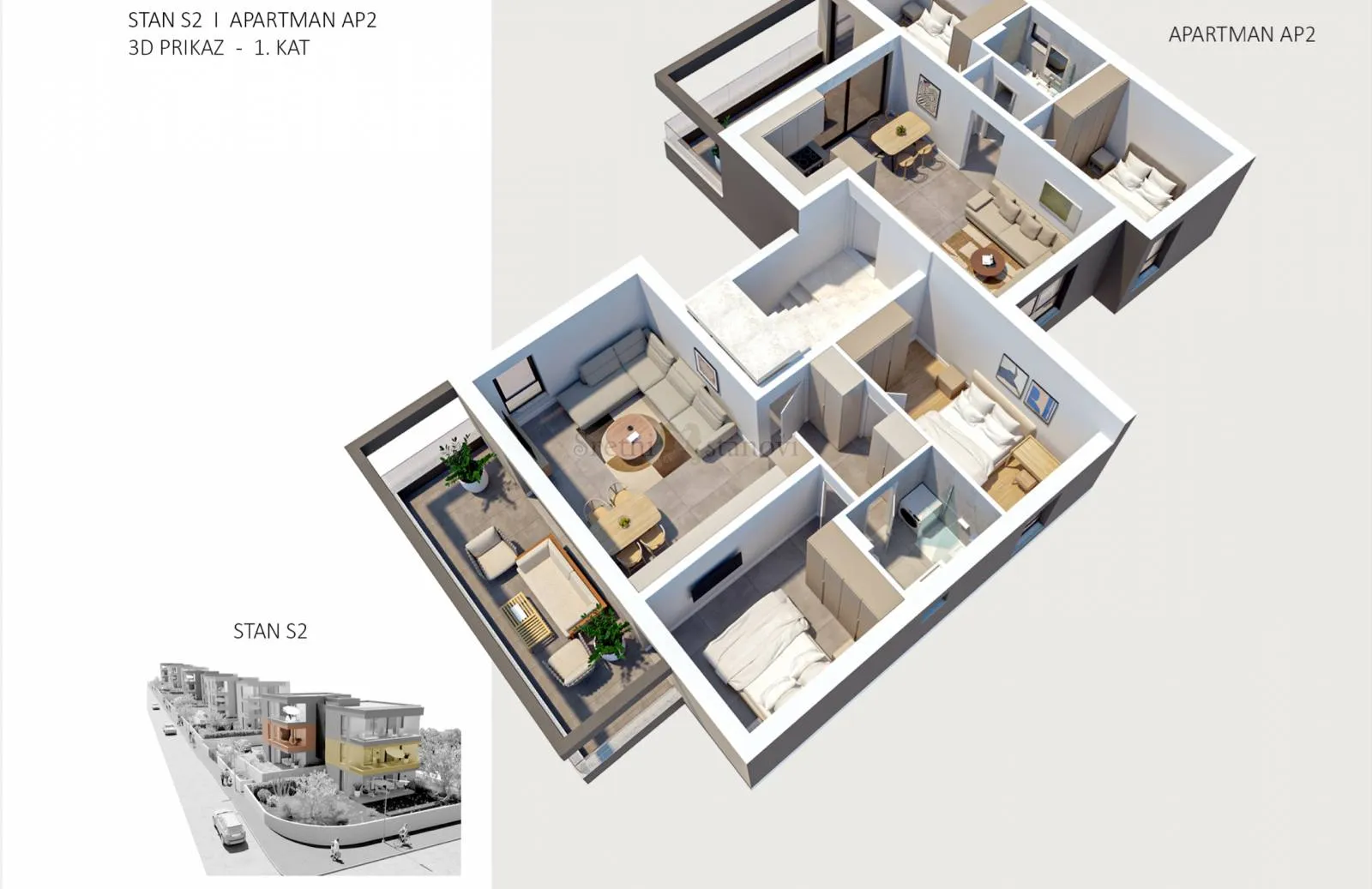 apartman, stan novalja, 2s+db, pogled na more, parking, spremište, otok pag - slika 3
