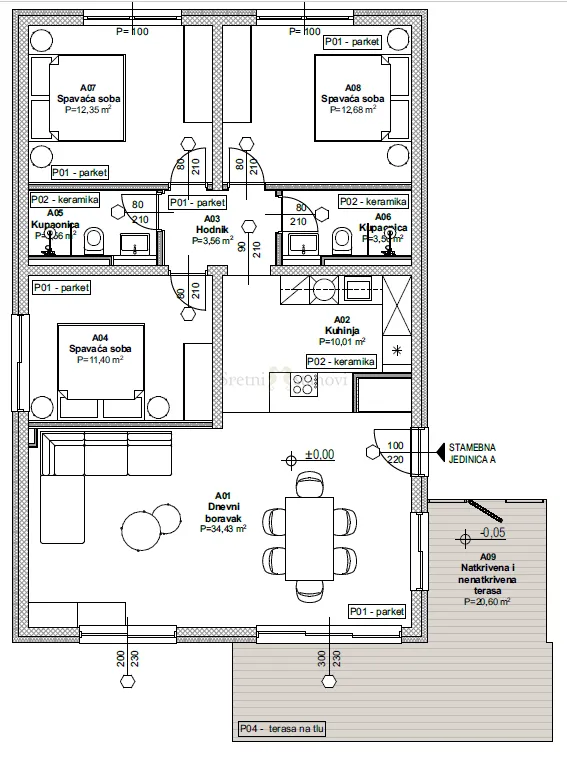 stan s vrtom na predivnoj lokaciji tribunj, 3s+db, 117.44 m2, uz more - slika 2