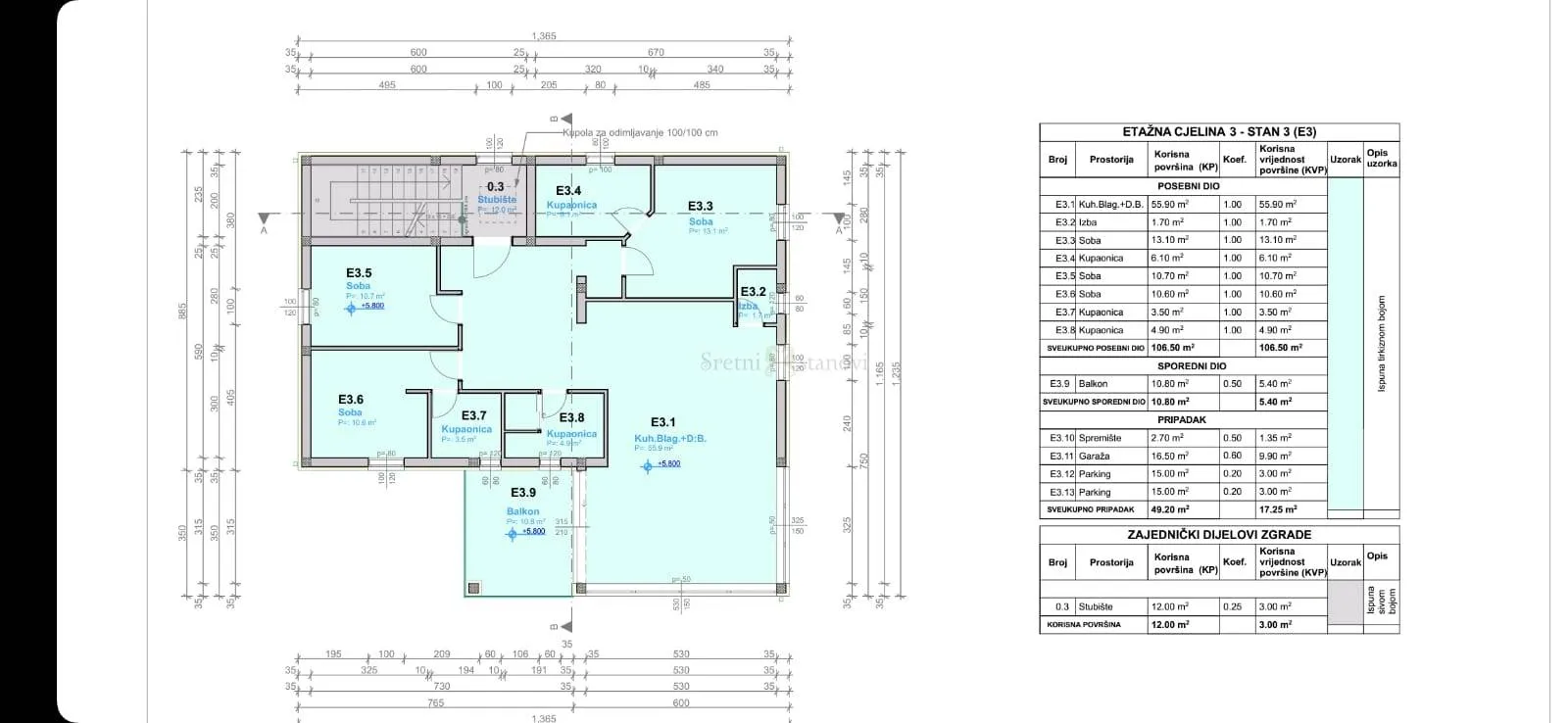 rešetari , stan 3s+db , penthouse , garaža - slika 9