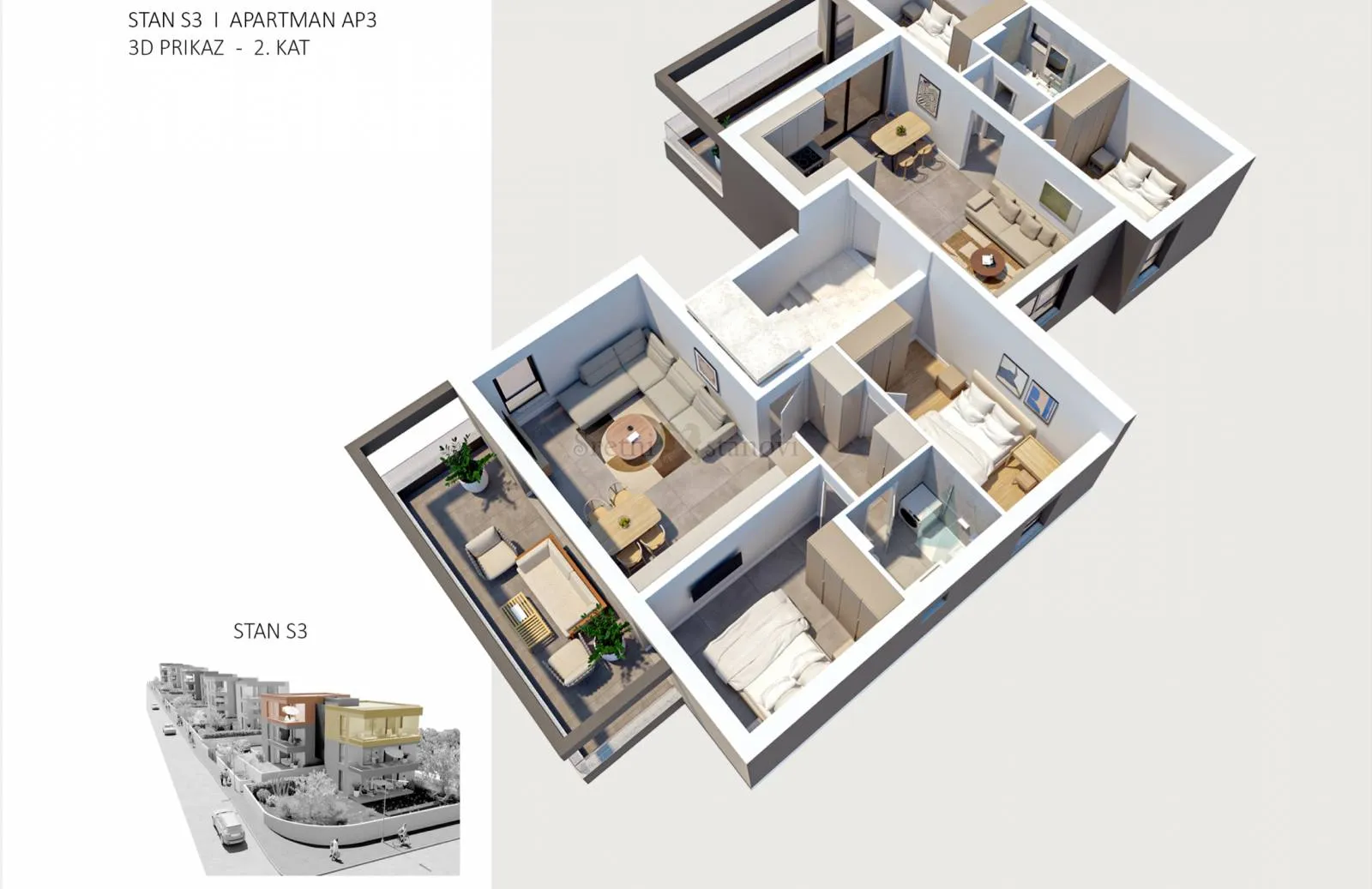 penthouse stan apartman novalja, 2s+db, pogled na more, parking, spremište, otok pag - slika 3
