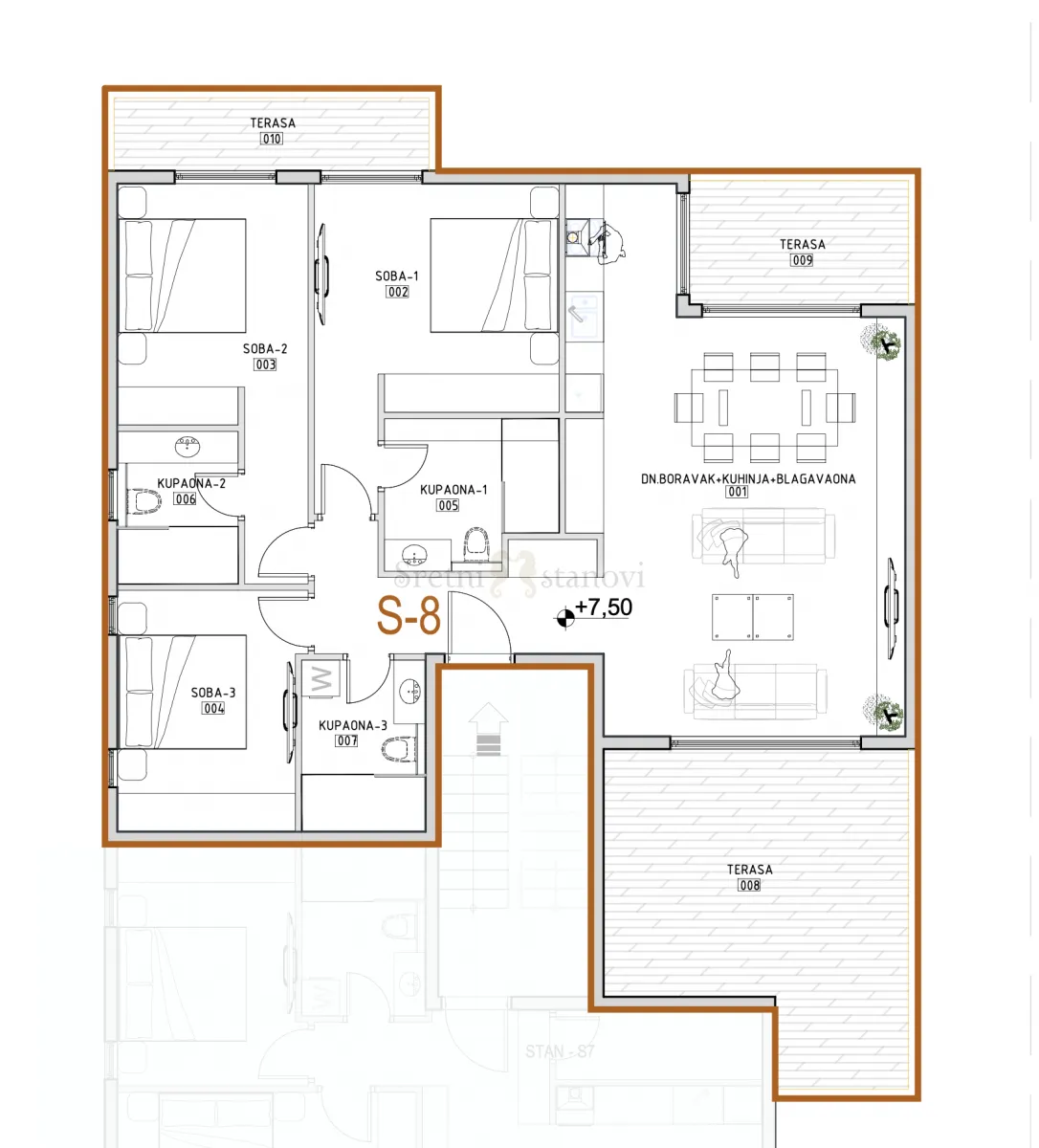 penthouse stan novogradnja mandre, kolan, blizina mora pogled na more, otok pag, 3s+db - slika 2