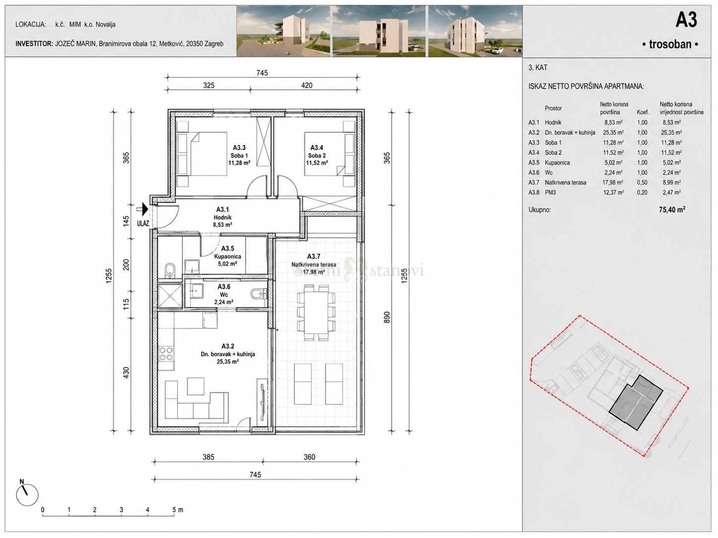 novalja, 2s+db, penthouse, blizina centra - slika 10