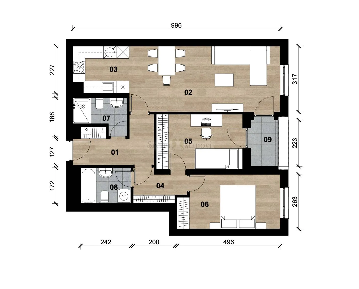 stan novogradnja stenjevec, zagreb, 2s+db, penthouse, donje vrapče - slika 2