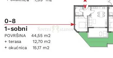 stan umag, 1s+db, parking, spremište u cijeni (0-08) 56,63m2 - slika 6