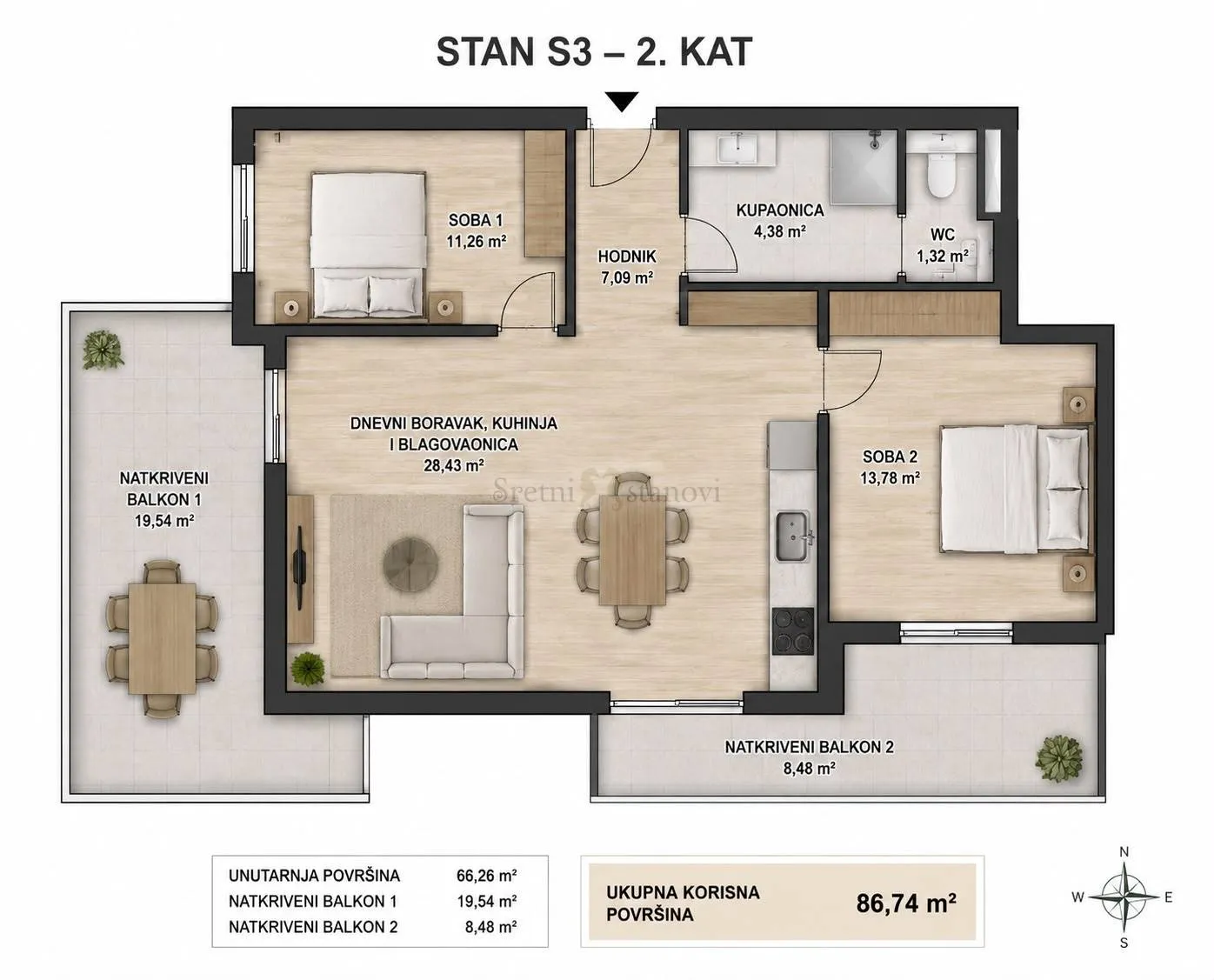 stan novalja, penthouse, blizina centra, pogled na more - slika 1