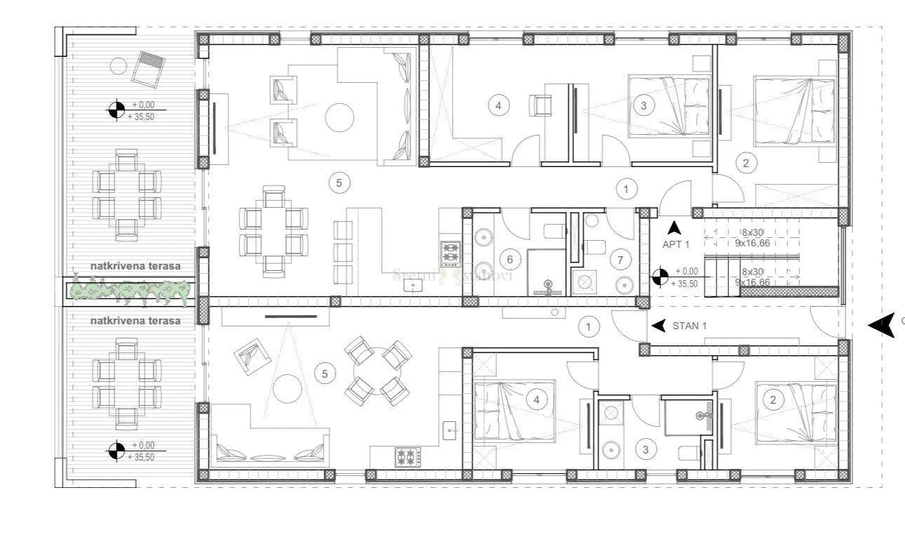 apartman novalja, 3s+db, top lokacija, prizemlje s vrtom - slika 7
