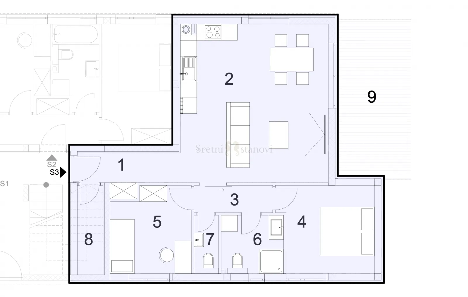 stan apartman mandre, 2s+db, blizina mora, otok pag, novogradnja - slika 2