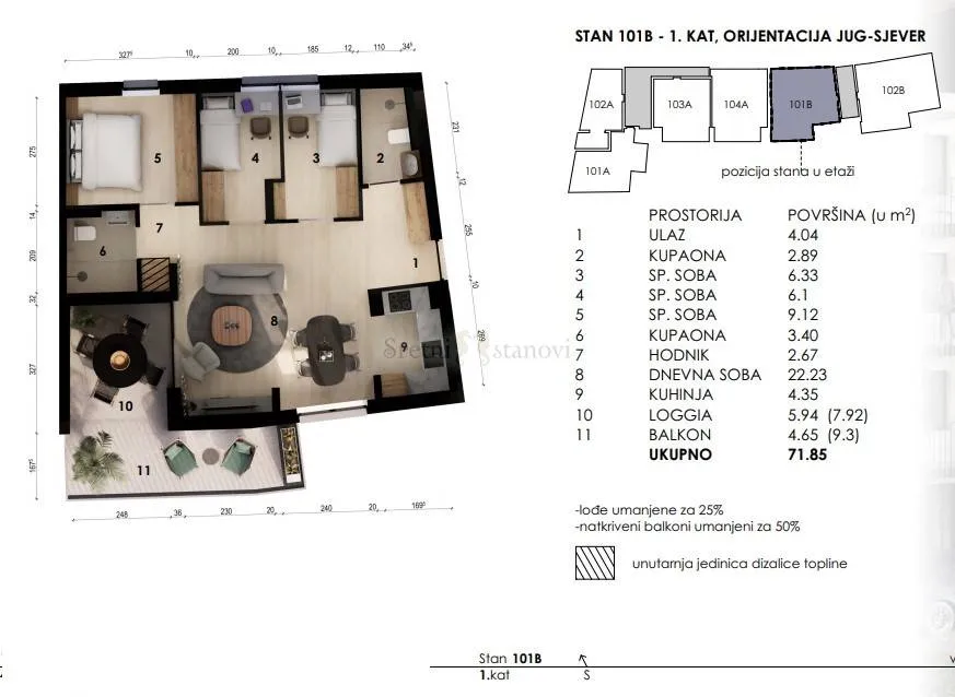 donja kustošija - črnomerec, 3s+db četverosobni (101b) - slika 2