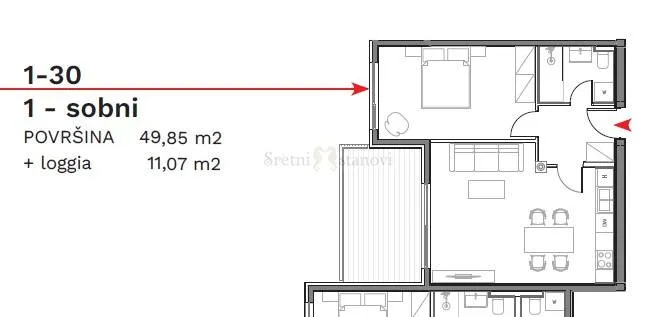 stan umag, 1s+db, parking, spremište u cijeni (1-30) - slika 6