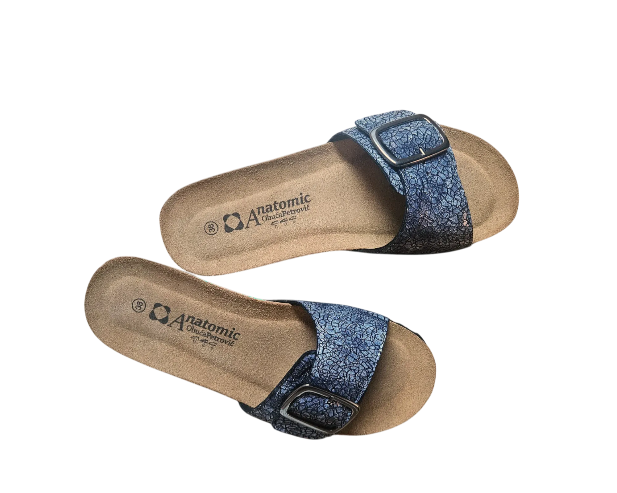 anatomic midnight blue – indigo metalik natikače s popucanim efektom - slika 4