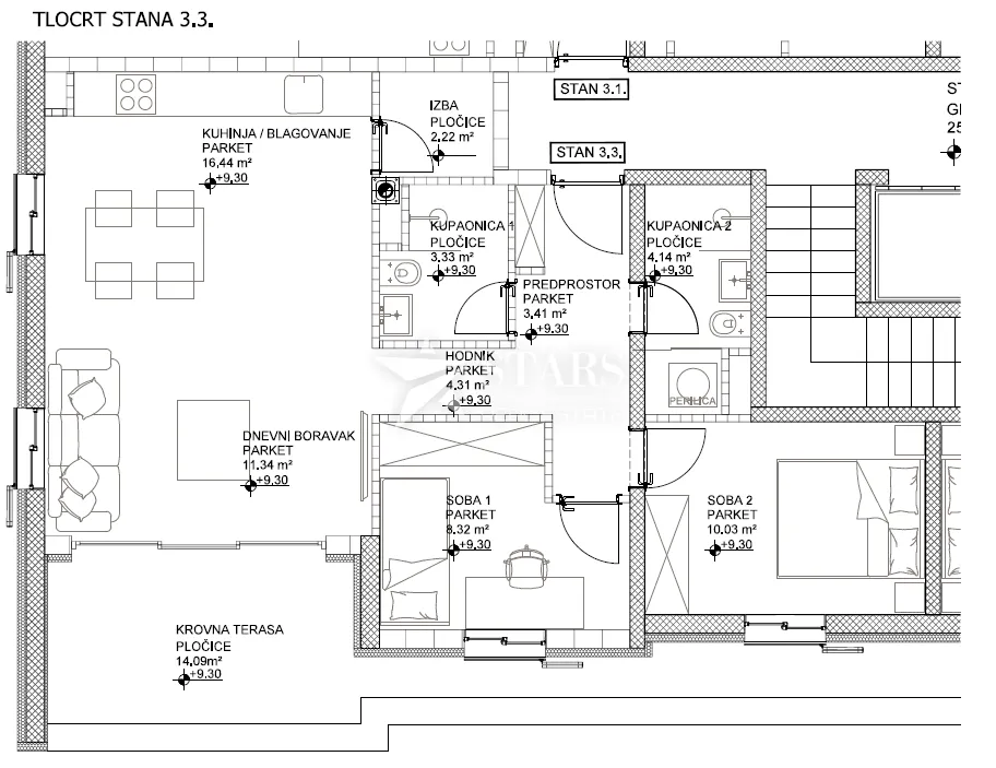 otok cres, grad cres –2s+db, 3.kat, vrhunska novogradnja u strogom centru, 50 m od mora - slika 2