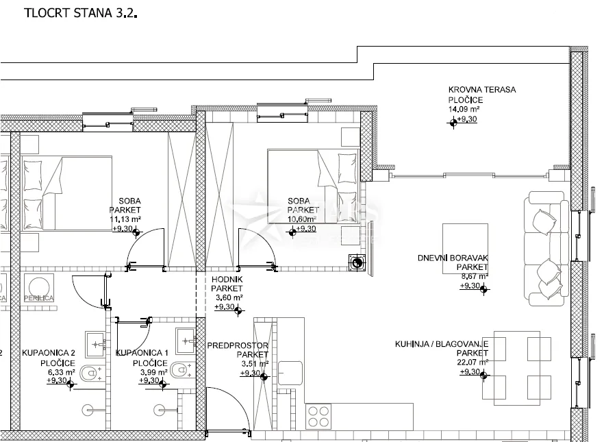 otok cres, grad cres –2s+db, 3.kat, vrhunska novogradnja u strogom centru, 50 m od mora - slika 2