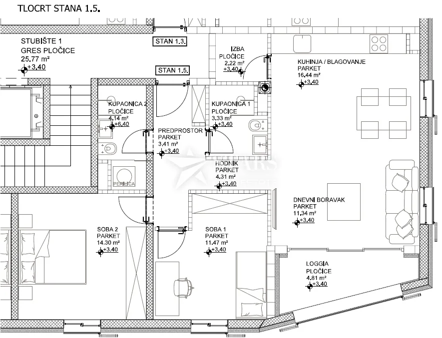 otok cres, grad cres –2s+db, 1.kat, vrhunska novogradnja u strogom centru, 50 m od mora - slika 2