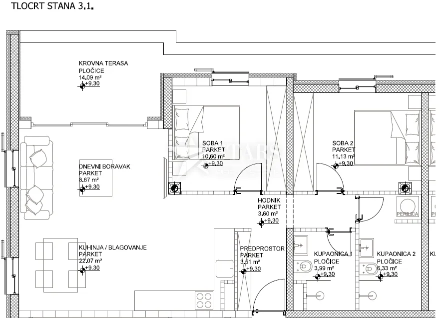 otok cres, grad cres –2s+db, 3.kat, vrhunska novogradnja u strogom centru, 50 m od mora - slika 2