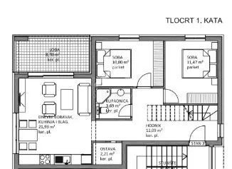 dvoetažan stan 140m2, 5 soba, u centru - vir, centar - slika 15