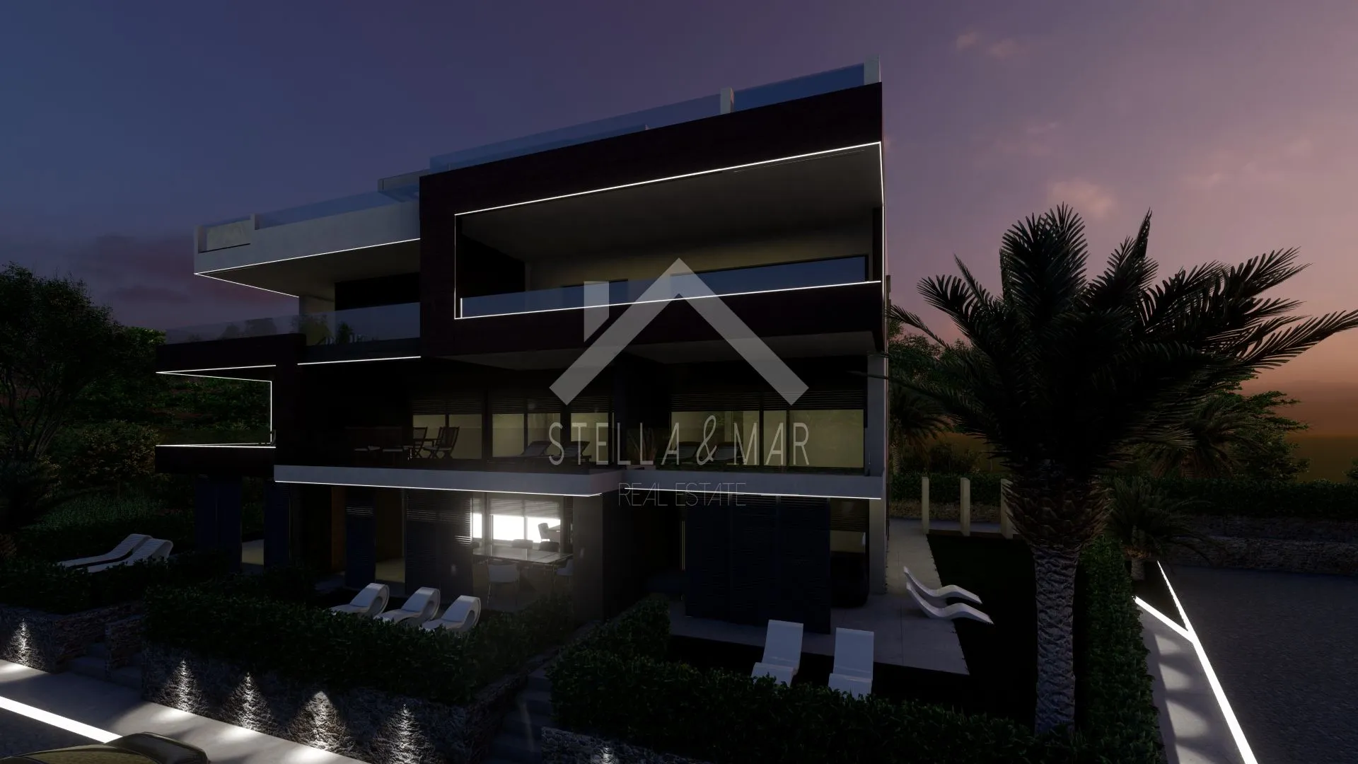 penthouse sa bazenom, pogled na more - zaton - slika 8