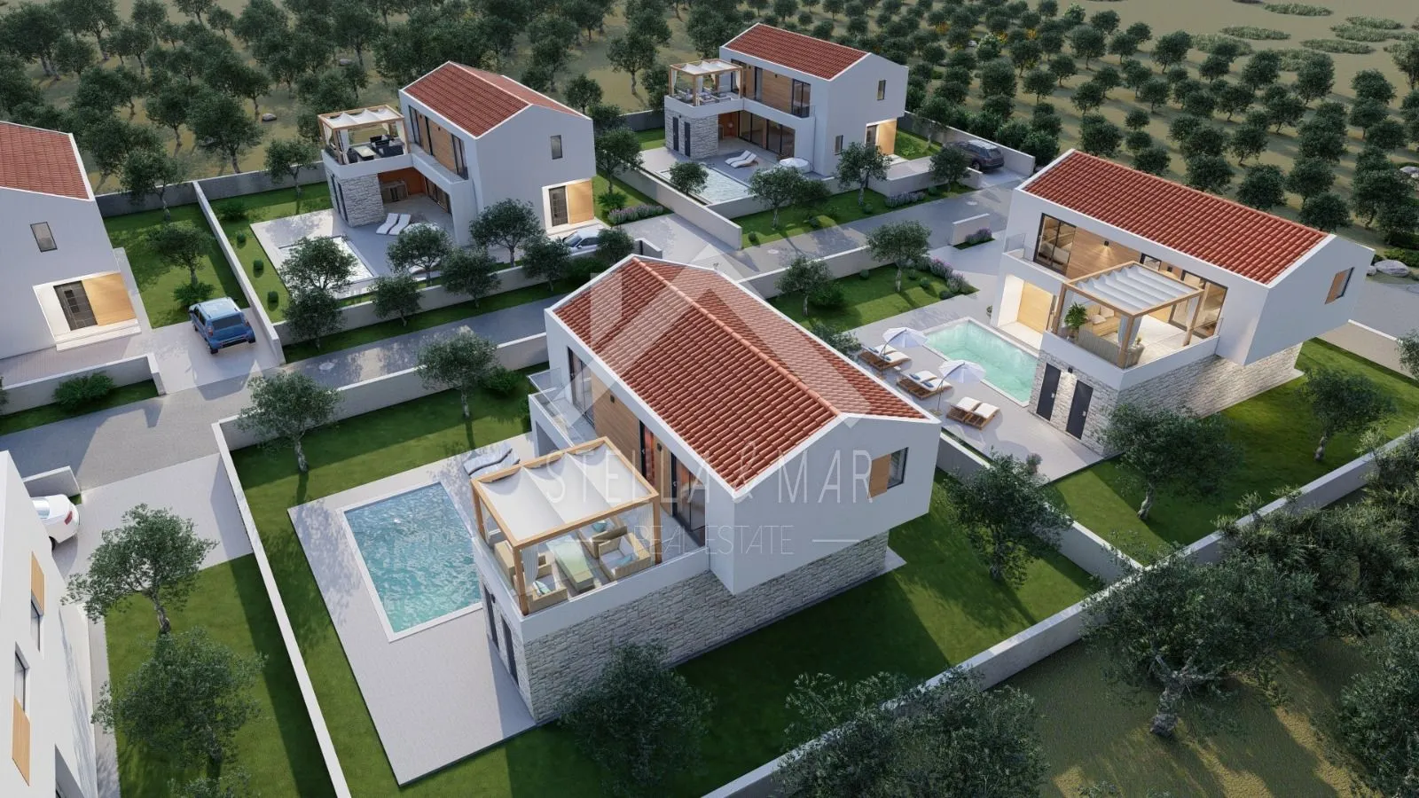 projekt rtina, za 6 vila s bazenom,pogled na more - rtina - slika 3