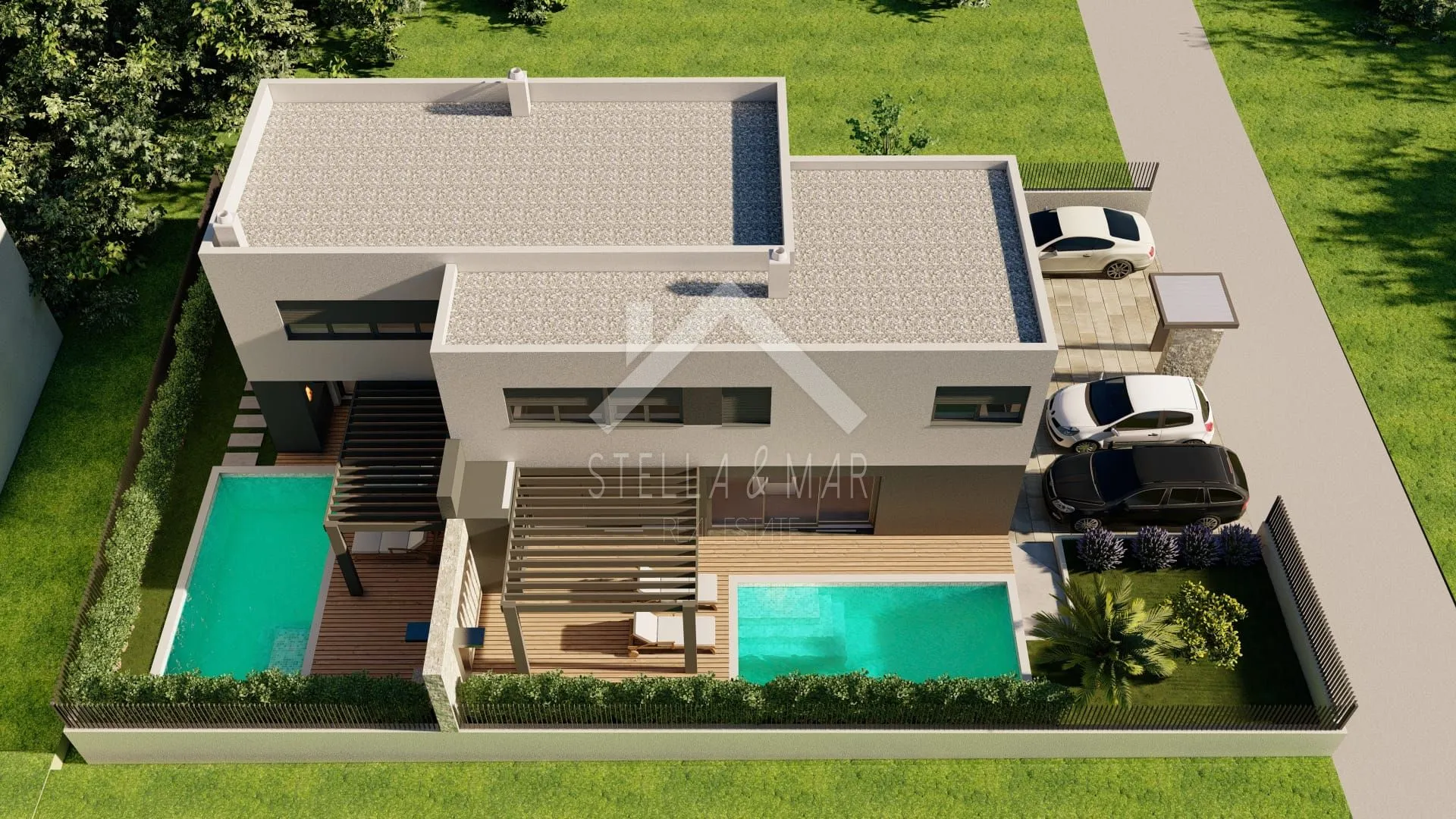 moderna dvojna kuća sa bazenom, 60m do mora - privlaka - slika 1