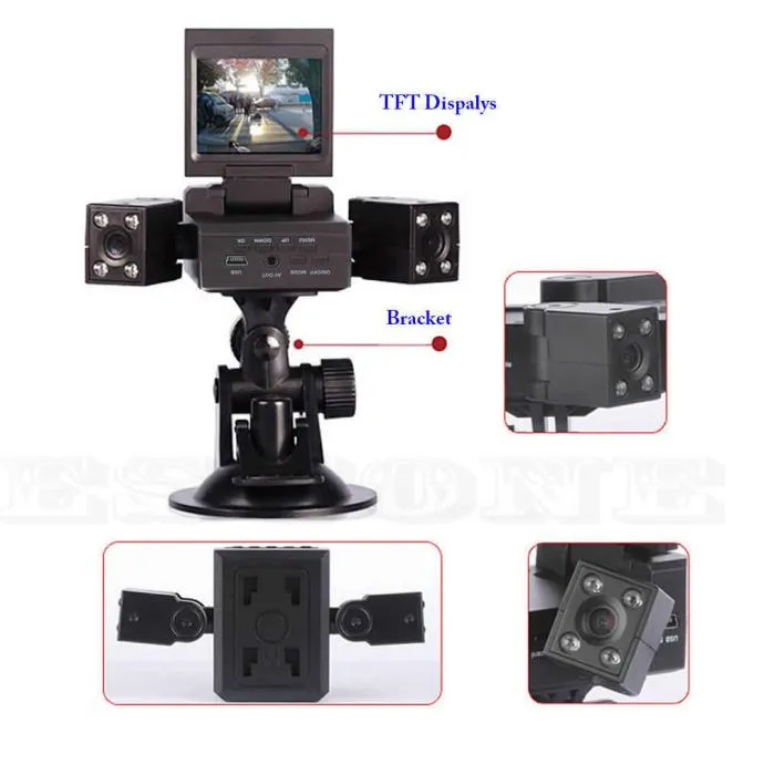akcija dual lens 2" lcd hd auto kamera s dvije glave - slika 4