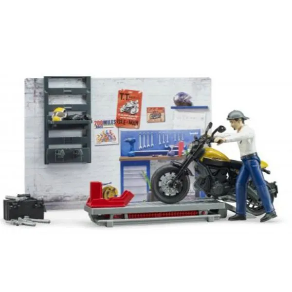 bruder set motocikl servis sa scrambler ducati full throttle motorom - slika 2
