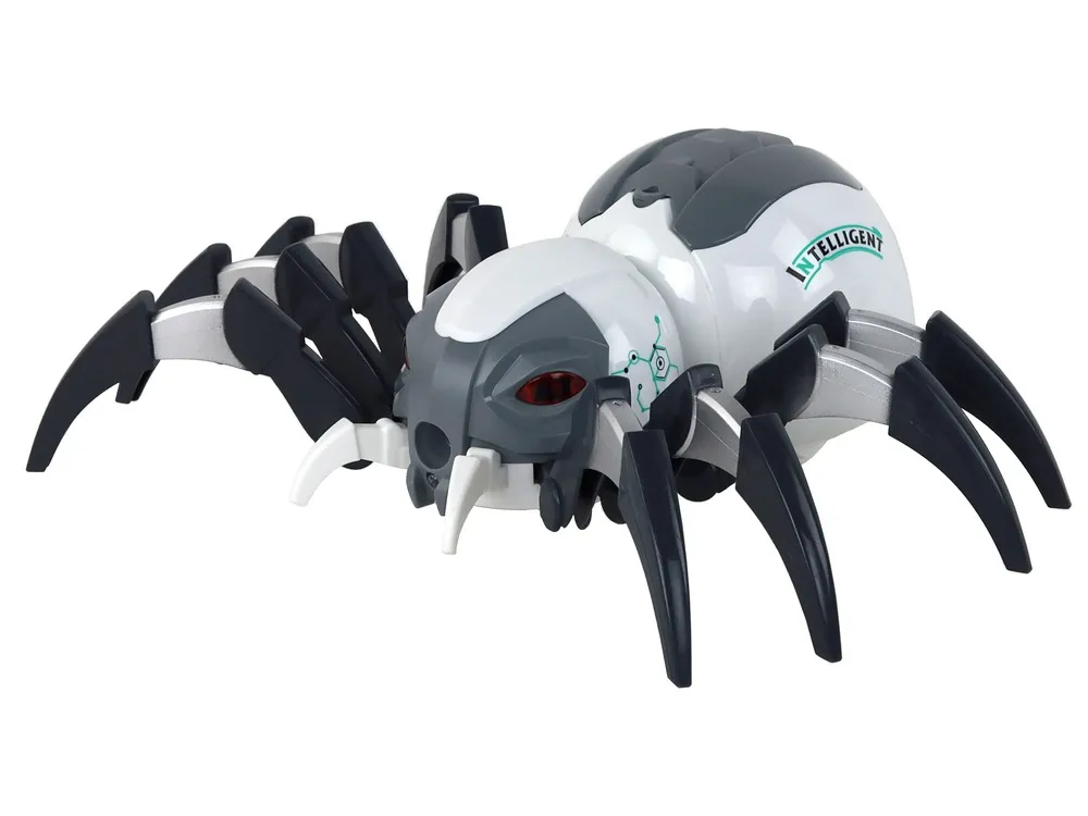 large remote controlled rc spider, battery operated, white and gray - slika 5