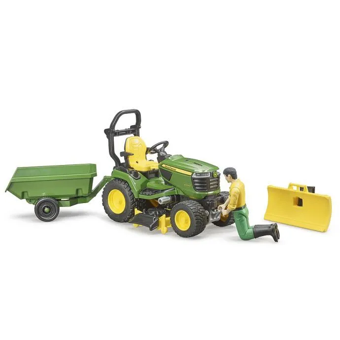 bruder john deere traktor kosilica sa vrtlarom i prikolicom - slika 2