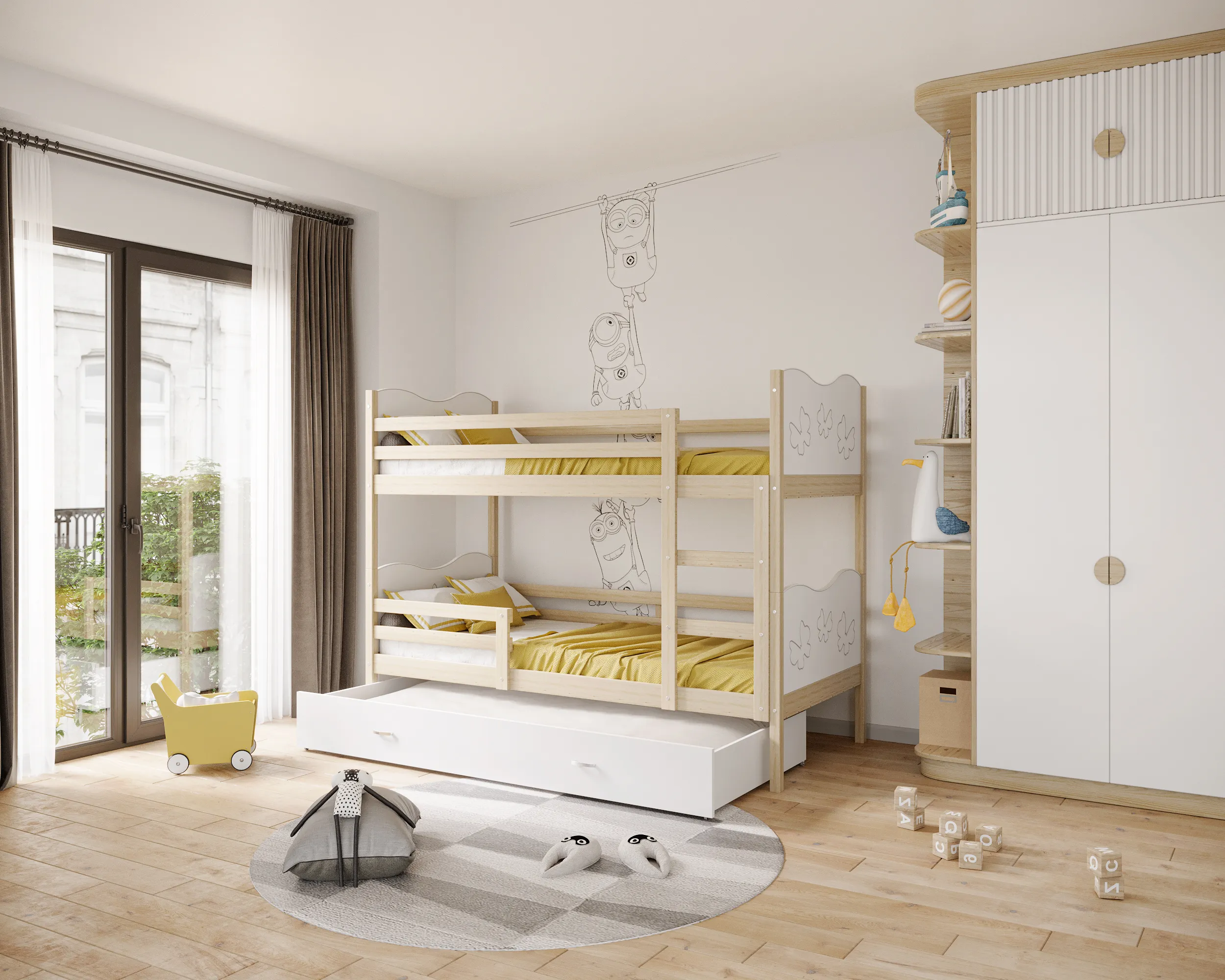 max 3 krevet na kat s tri ležaja 190×80 – motiv leptir - slika 4