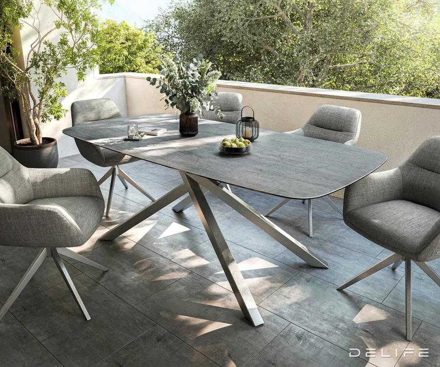 outdoor stol edge boot 200x100cm, materijal: keramika beton siva - slika 2