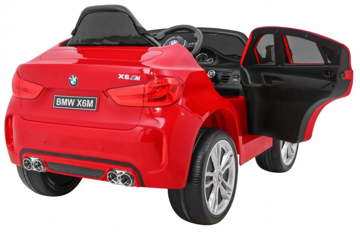 licencirani auto na akumulator bmw x6m - crveni/lakirani - slika 6