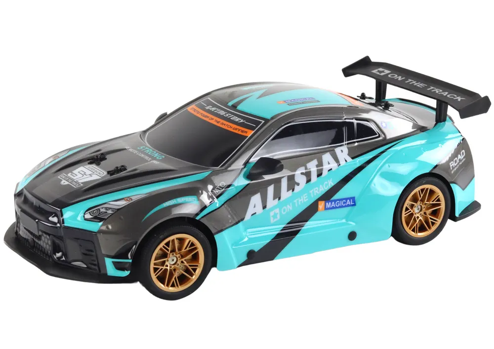 large remote controlled sports car 1:10 turquoise and black - slika 4