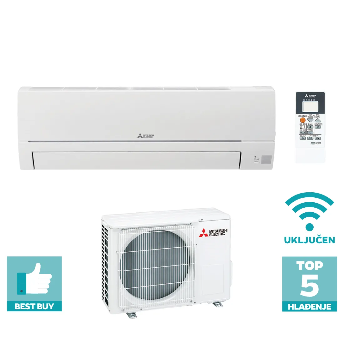 MITSUBISHI KLIMA STANDARD INVERTER DC MSZ-HR25VFK/MUZ-HR25VF 2,5kW/3,15kW WIFI - Vinkovci