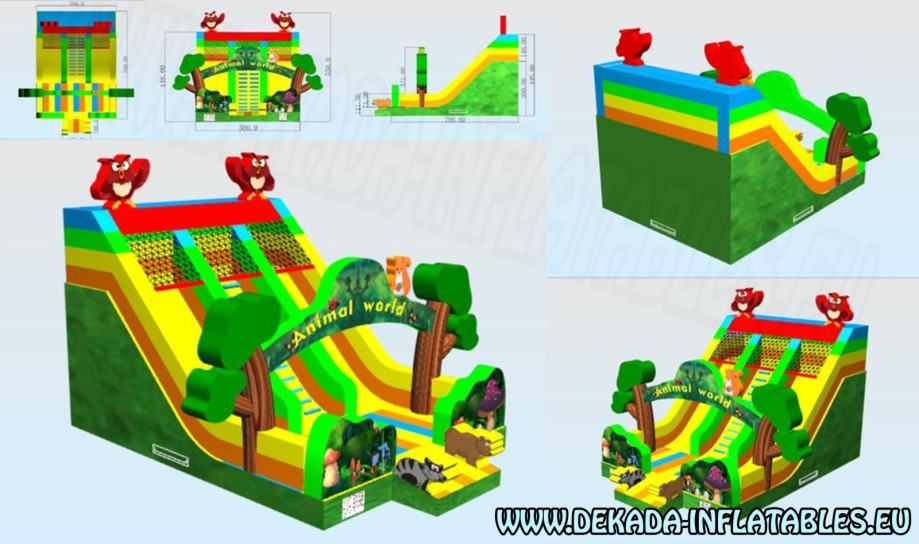 tobogan na napuhavanje - svijet životinja - 7m x 5m- napuhanac - slika 4