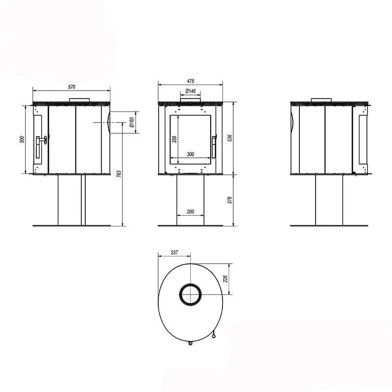 samostojeći kamin koza orbit - slika 3