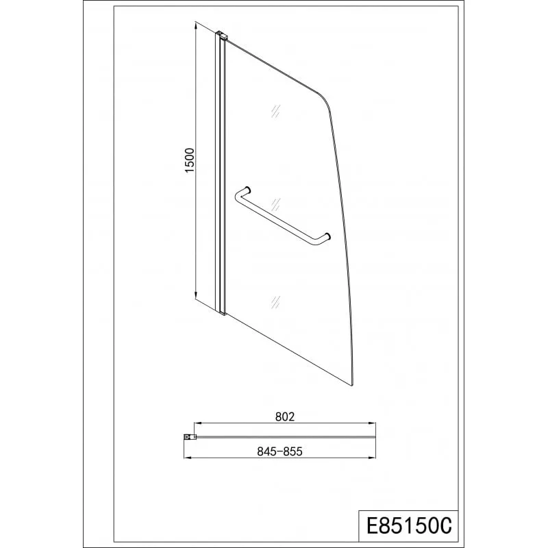 pregradni zid za kadu 85x150cm 6mm - slika 2