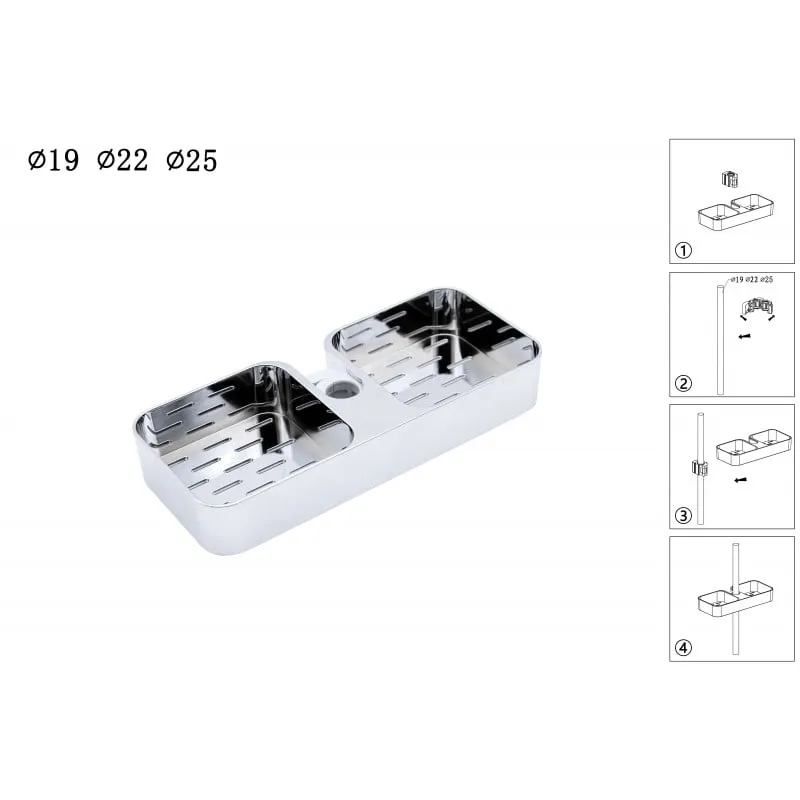 držač sapuna krom za tuš šipku promjera 19. 22. 25 mm - slika 4