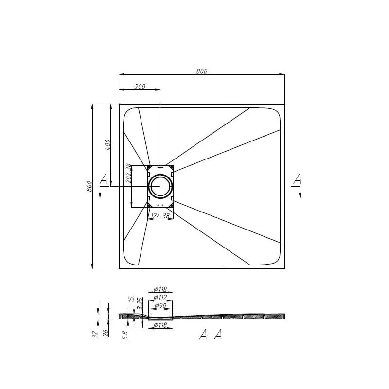 smc tuš kada 80x80 cm crna - slika 4