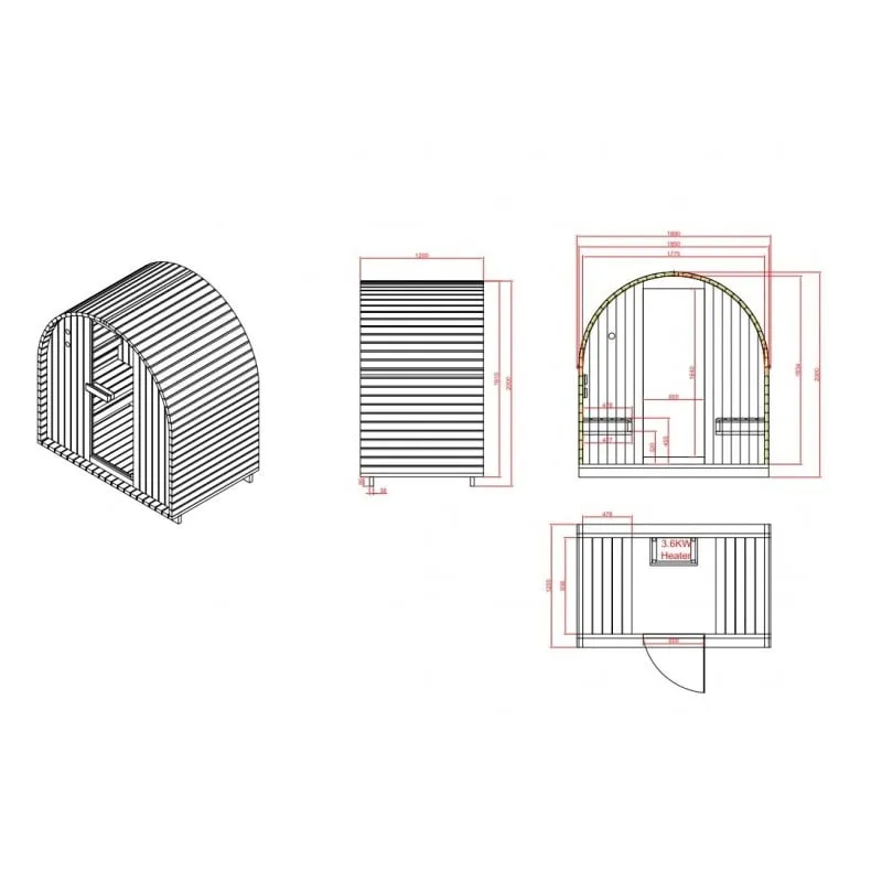 sauna vanjska island l za 2 osobe 189x120x200 cm - slika 14