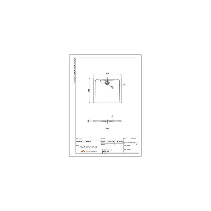 tuš kada flat new 8090 800x900x35mm - slika 3