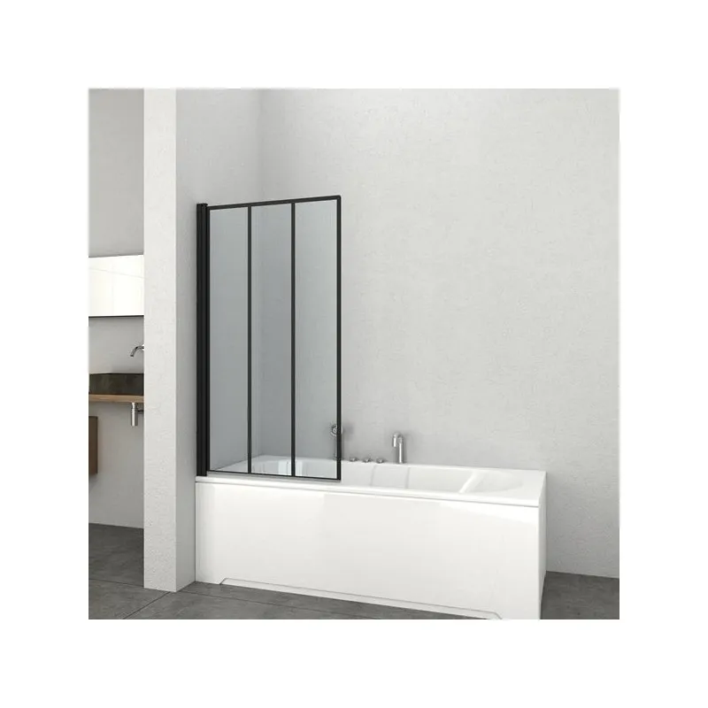 pregradni zid za kade, mat crni, 80x140cm, staklo debljine 4 mm - slika 1