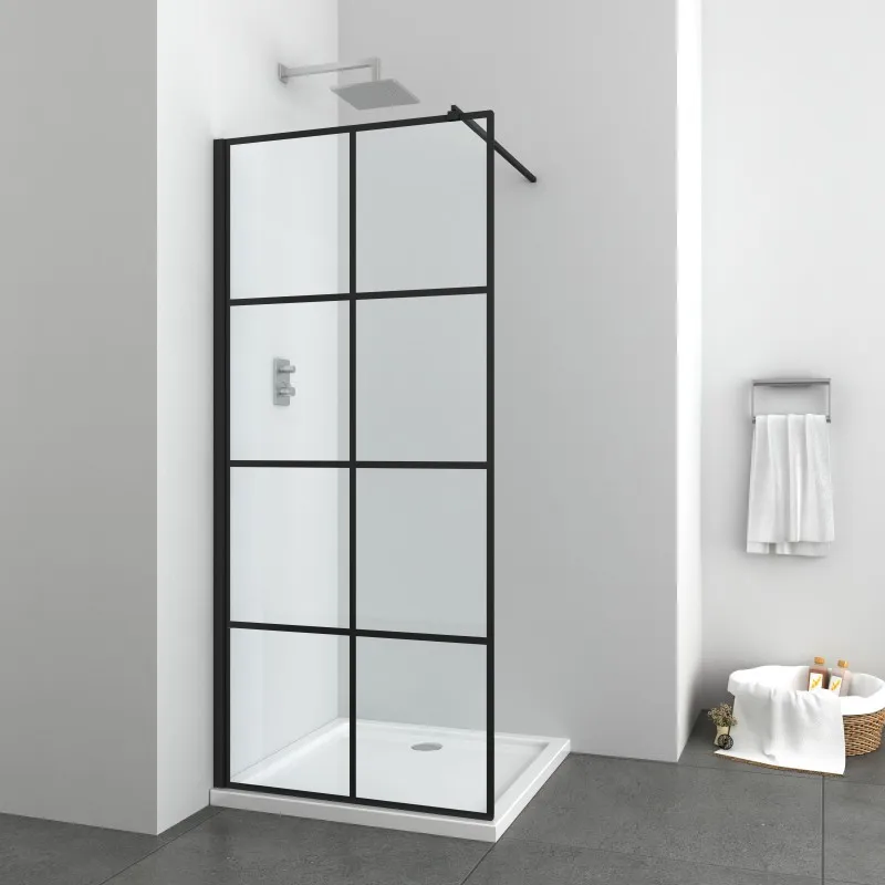 Tuš kabina 88-90x195cm/teleskopski nosač i zidni profil crna - Mihovljan, Čakovec
