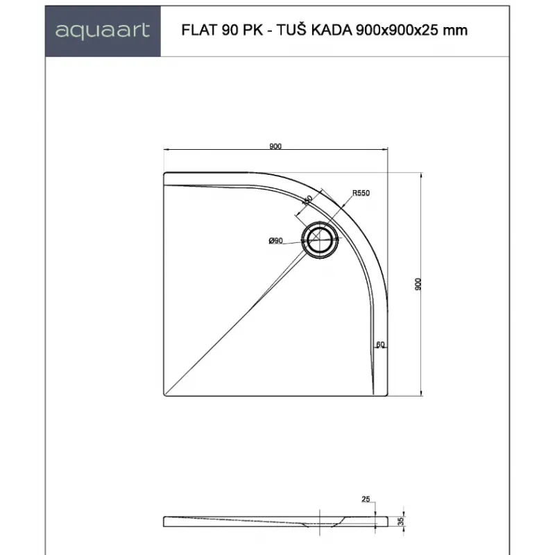 tuš kada flat 90 pk - slika 3