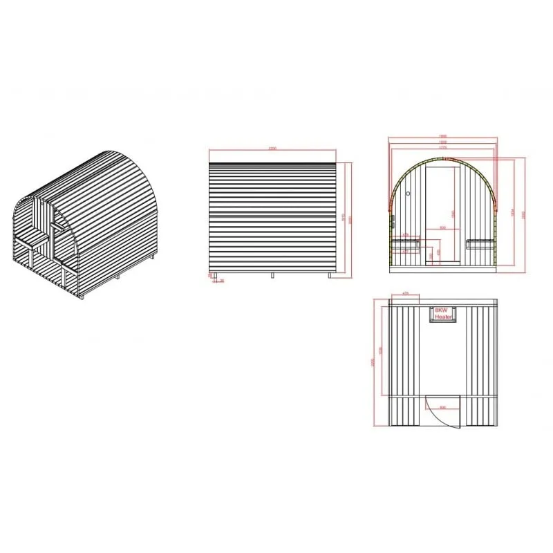 sauna vanjska island xl za 4 osebe 189x220x200 cm - slika 15
