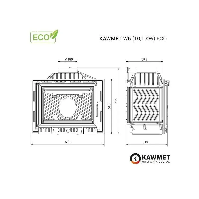kamin ugradbeni kawmet w6 (10,1 kw) eco - slika 4